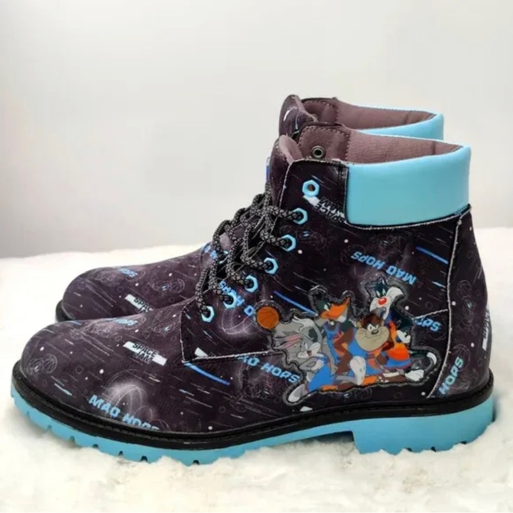 Warner Bros. Mens Space Jam A New Legacy Blue Lace Up Ankle Boots Size 12